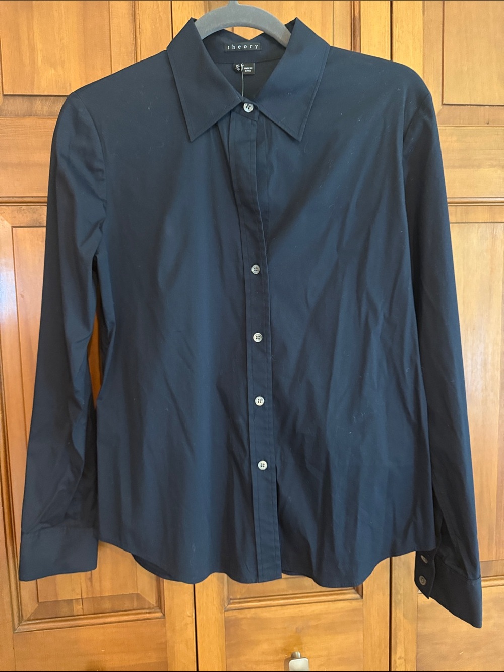 Theory Black Long-Sleeve Button-Up Dress Shirt Women’s M